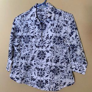 Navy Medallion Pattern Button Down